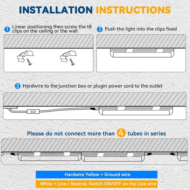 JESLED 8FT LED Shop Light, 100W 15000LM, 6500K Cool White - photo 3