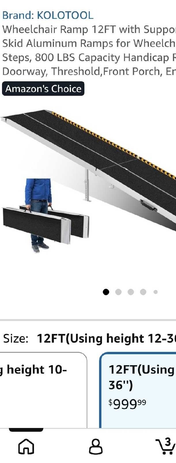 Wheelchair Ramp 10 FT with Support Legs, Non-Skid Aluminum