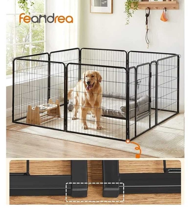 Feandrea Dog Playpen, DIY Dog Fence, 8 Panels, 31.5-Inch Tall - photo 2