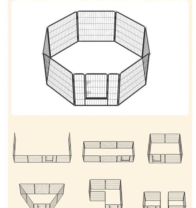 Feandrea Dog Playpen, DIY Dog Fence, 8 Panels, 31.5-Inch Tall - photo 3