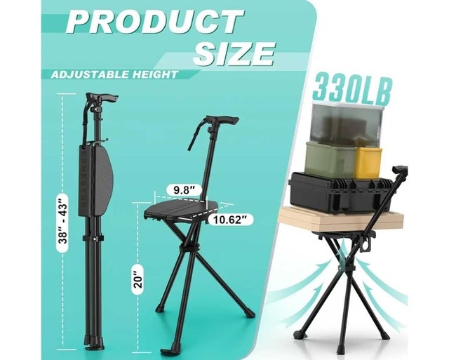 Portable Walking Cane with Seat: 330 lb - photo 4