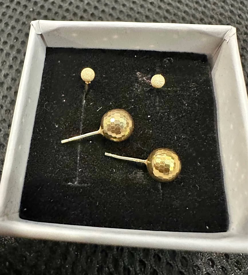 Stud Balls Earrings Pure 18K Yellow Gold 🧡