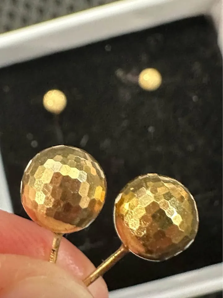 Stud Balls Earrings Pure 18K Yellow Gold 🧡 image indicator(2)