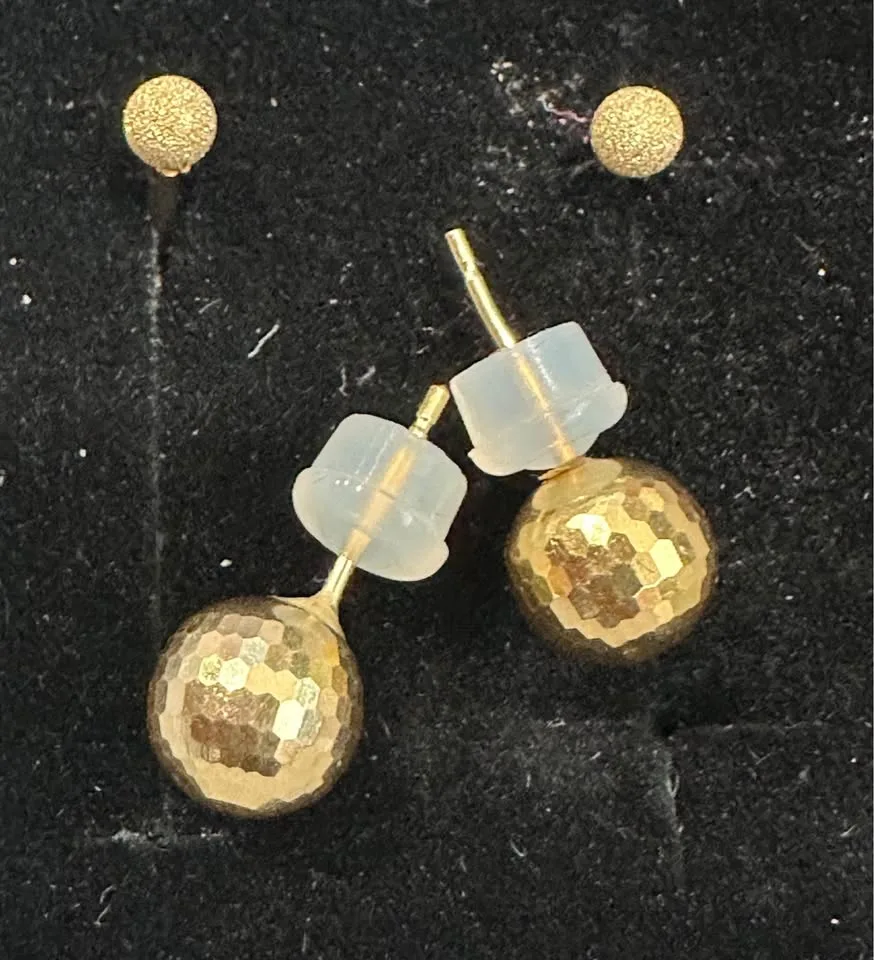 Stud Balls Earrings Pure 18K Yellow Gold 🧡 image indicator(4)