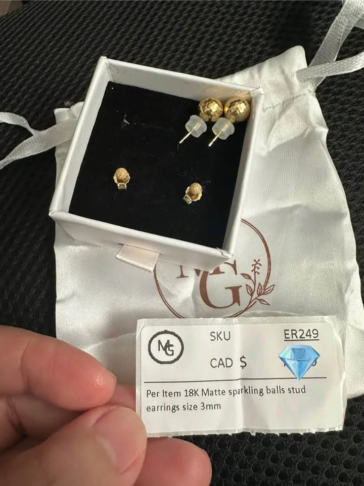 Stud Balls Earrings Pure 18K Yellow Gold 🧡 image indicator(8)