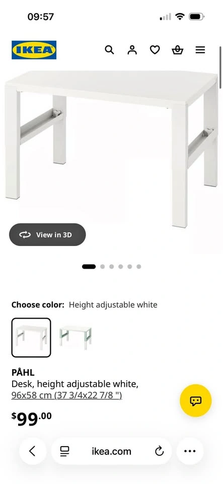 IKEA pahl height adjustable table desk in discontinued bigger si