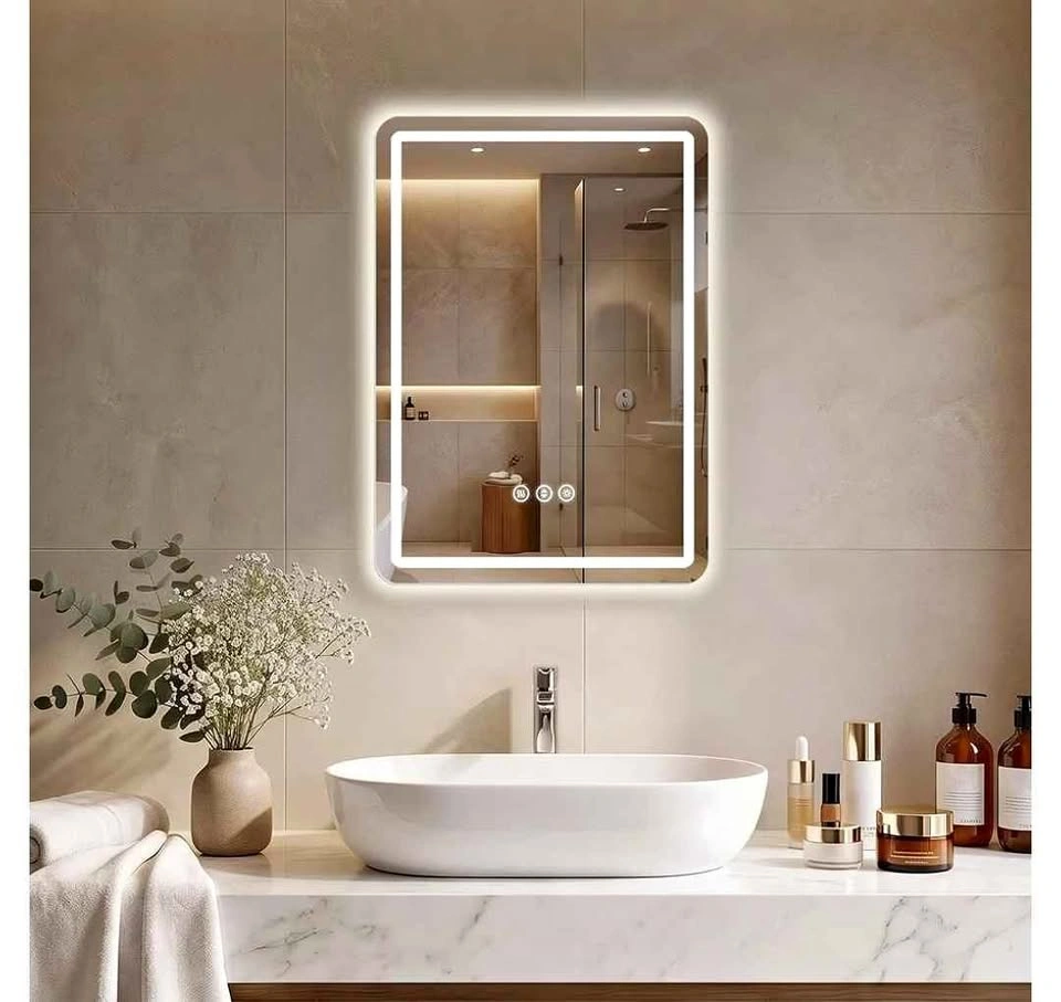 New 16"x 24" LED Bathroom Mirror, 3 Color, Anti-Fog, Frameless