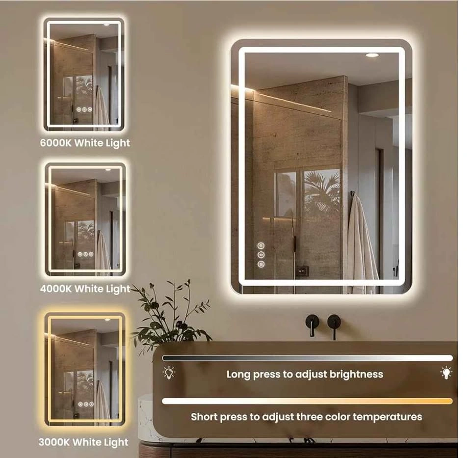 New 16"x 24" LED Bathroom Mirror, 3 Color, Anti-Fog, Frameless - photo 5