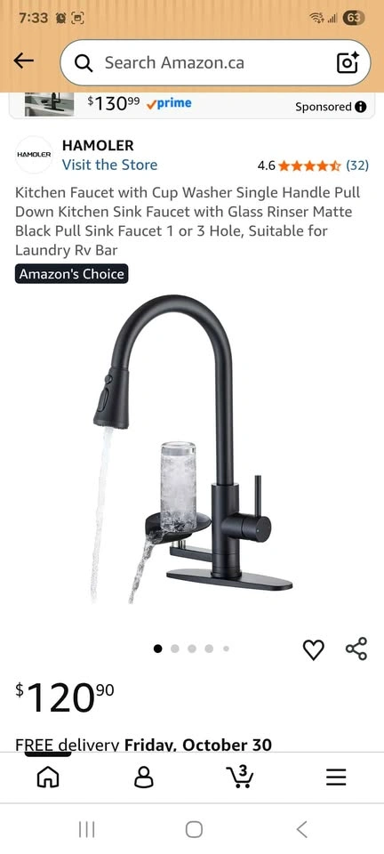 Hamoler Kitchen Faucet with Cup Washer Pull Down Matte Black - photo 5