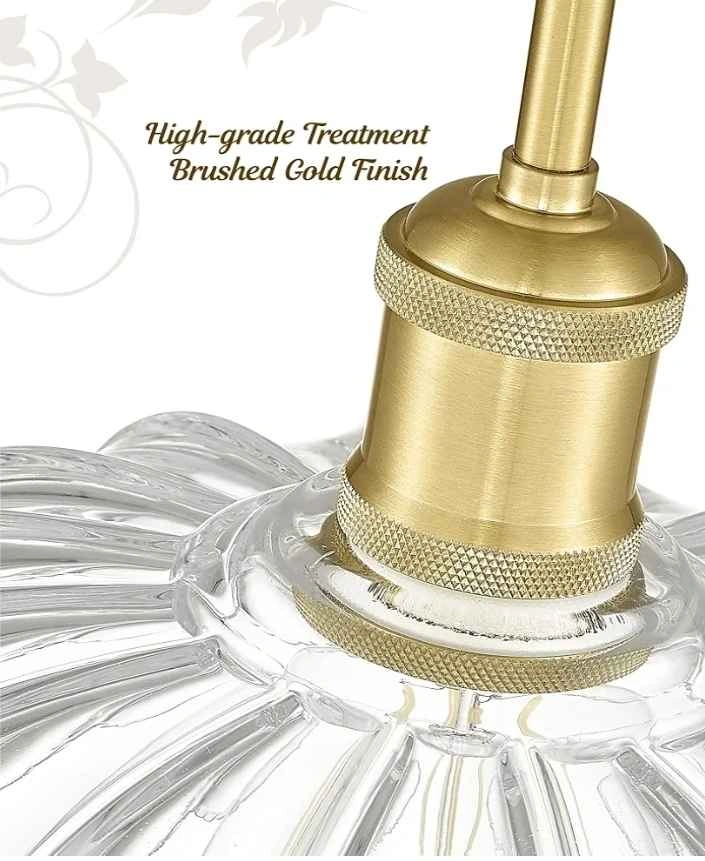 New FEMILA 10.4" Gold Pendant Light with Flower Glass - photo 3