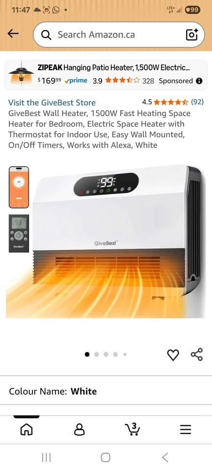 GiveBest 1500W Wall-Mounted Electric Space Heater - photo 3