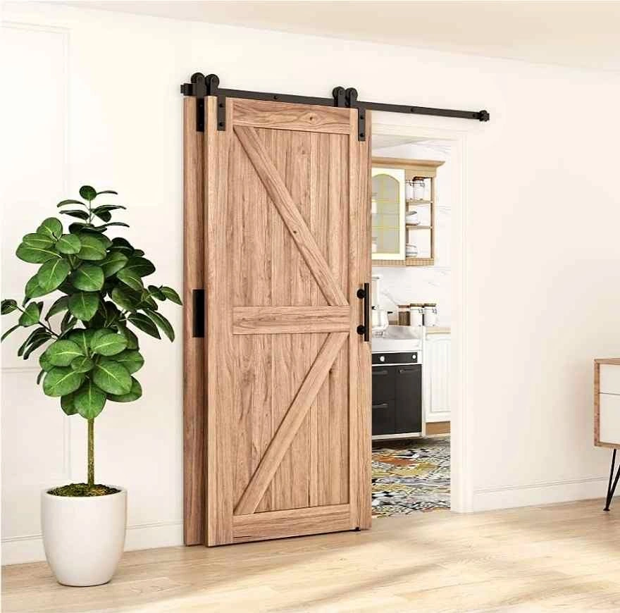 ZEKOO 7FT Single Track Bypass Sliding Barn Door Hardware Kit