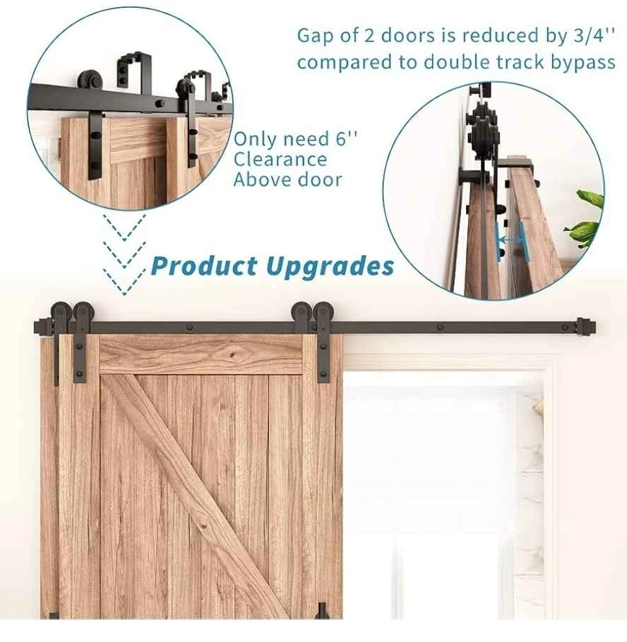 ZEKOO 7FT Single Track Bypass Sliding Barn Door Hardware Kit - photo 3