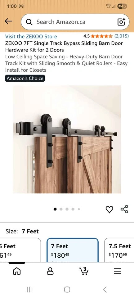 ZEKOO 7FT Single Track Bypass Sliding Barn Door Hardware Kit - photo 4