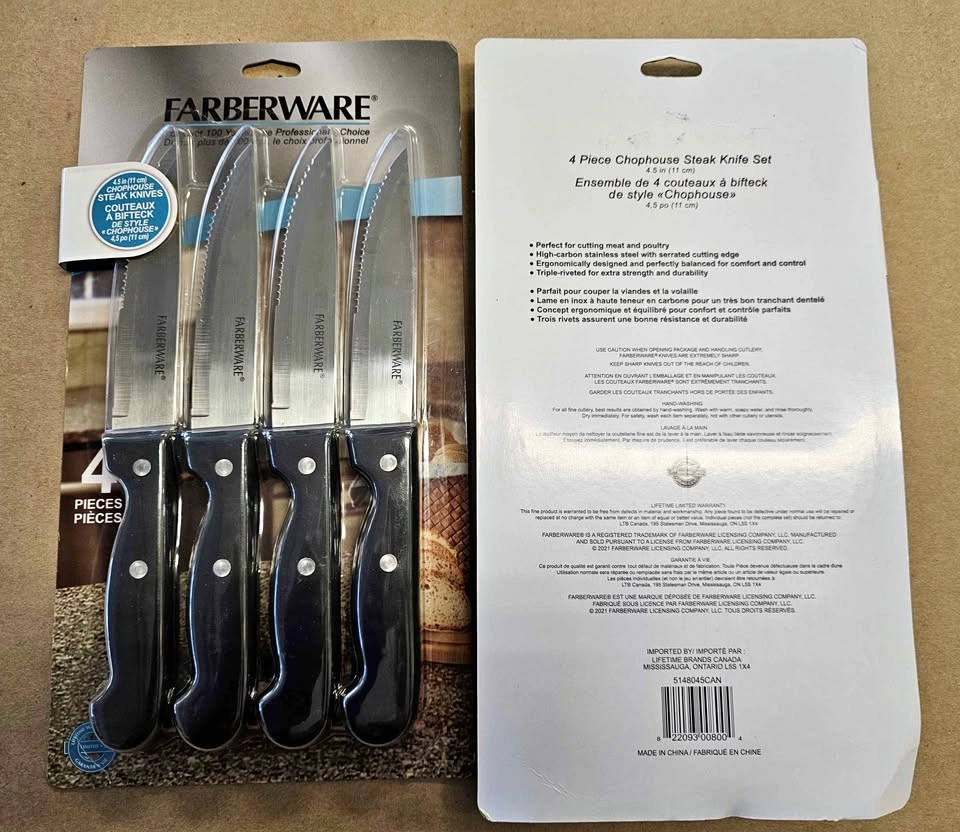 Brand New Set of 2 Farberware 4-Piece Chophouse Steak Knifes