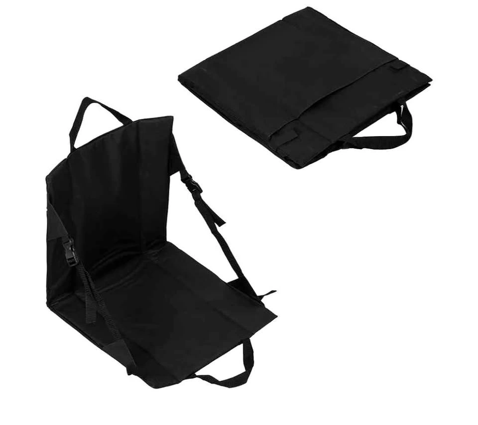 New Black Folding Cushion Beach Chair and Stadium Seat