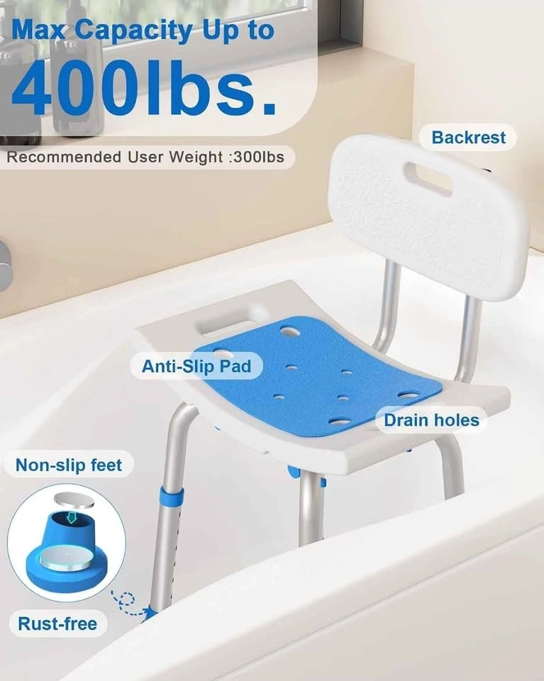 HOMLAND Shower Chair with Removable Back, 400 lbs Heavy Duty - photo 2