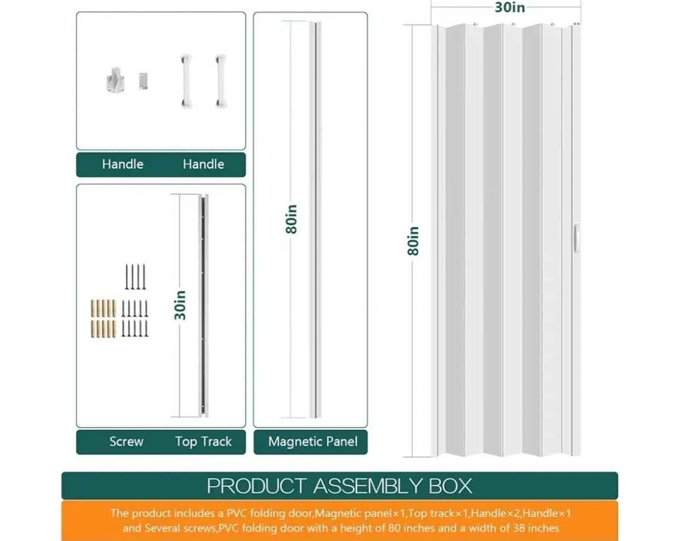 Brand new 30×80in PVC Internal Accordion Folding Door - photo 2