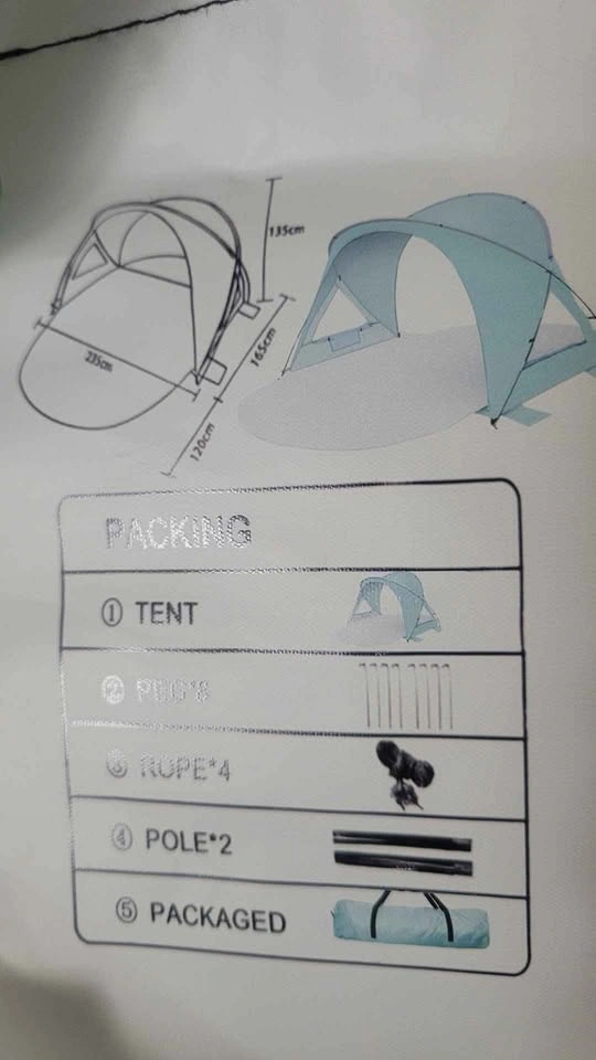 New Beach Tent Sun Shelter Easy Setup Beach Shade Canopy - photo 3
