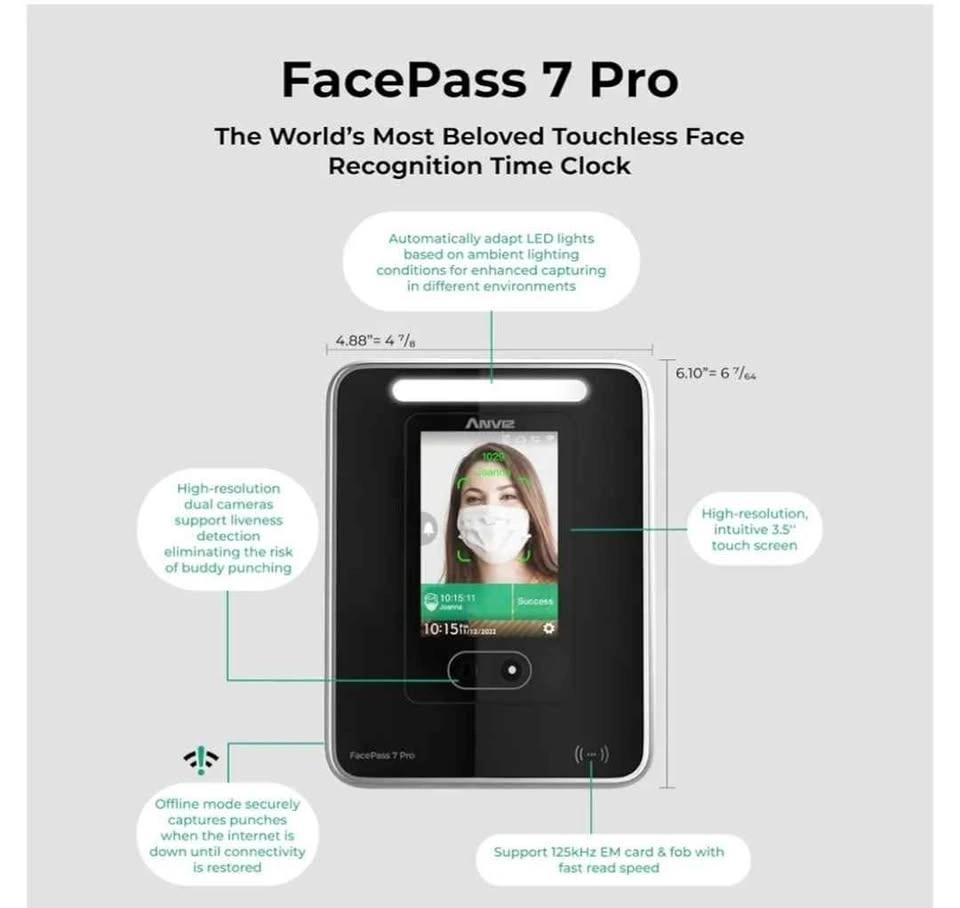 New ANVIZ CX7 Biometric Time Clock for Small Business - photo 2