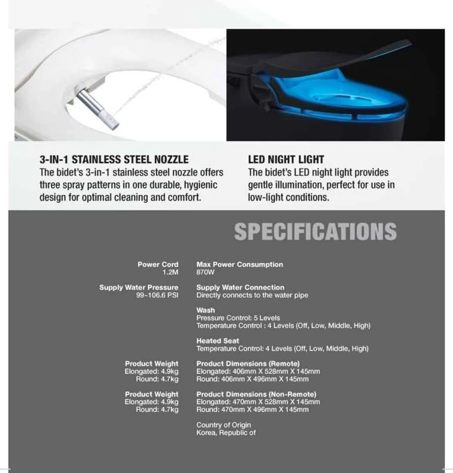 CLEANTOUCH CT-1500 Electronic Bidet Toilet Seat - photo 4