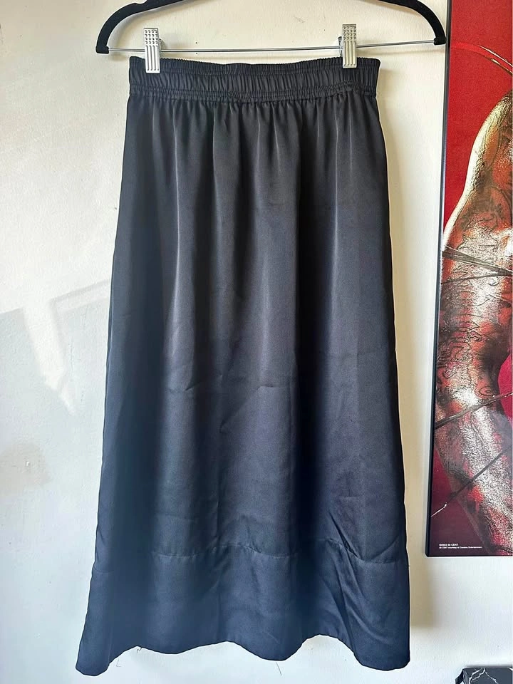 Black Satin Midi Skirt Size 2
