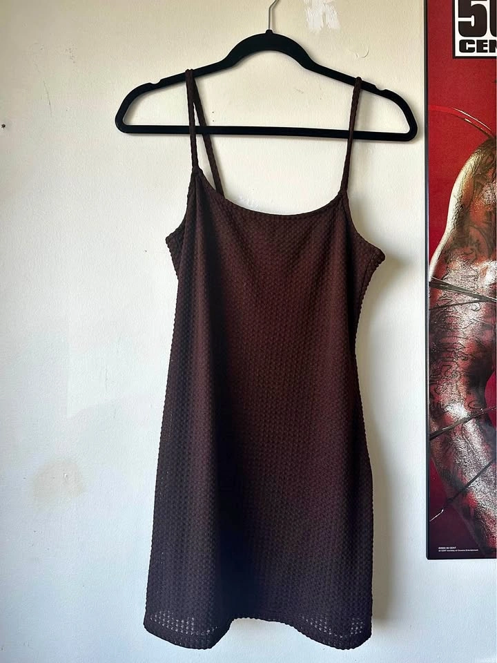 Brown Textured Mini Dress Size Small