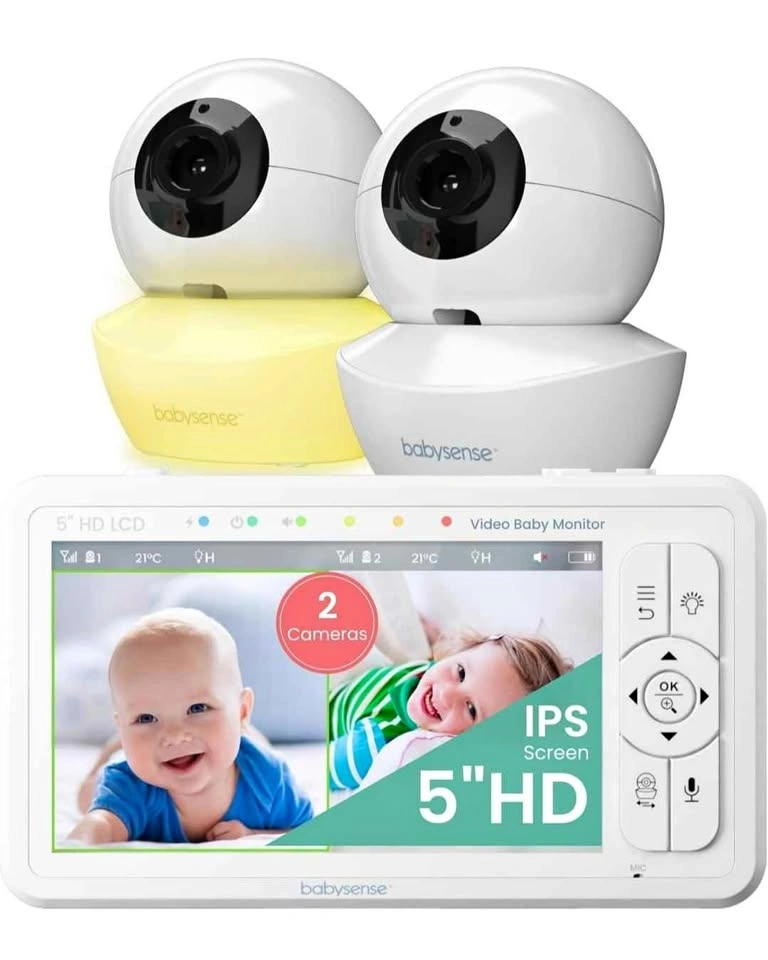 New Babysense 5" HD Split-Screen Baby Monitor with 2 Cameras