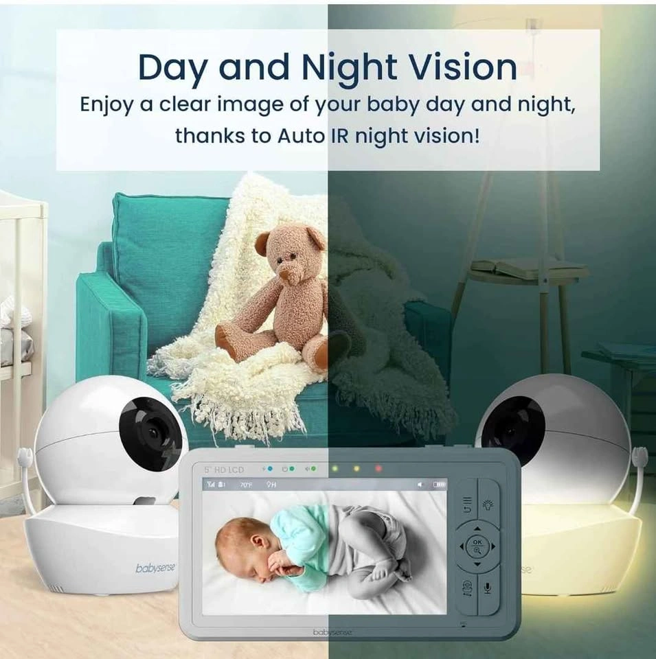 New Babysense 5" HD Split-Screen Baby Monitor with 2 Cameras - photo 5