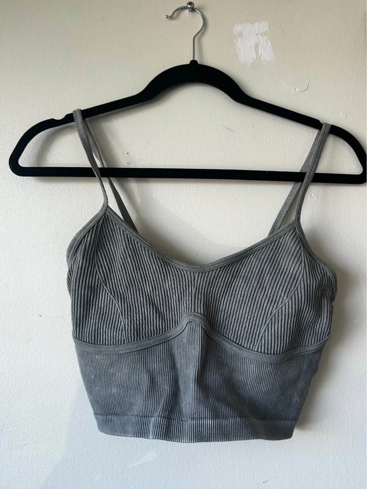 Grey Ribbed Acid Wash Workout Set - photo 2