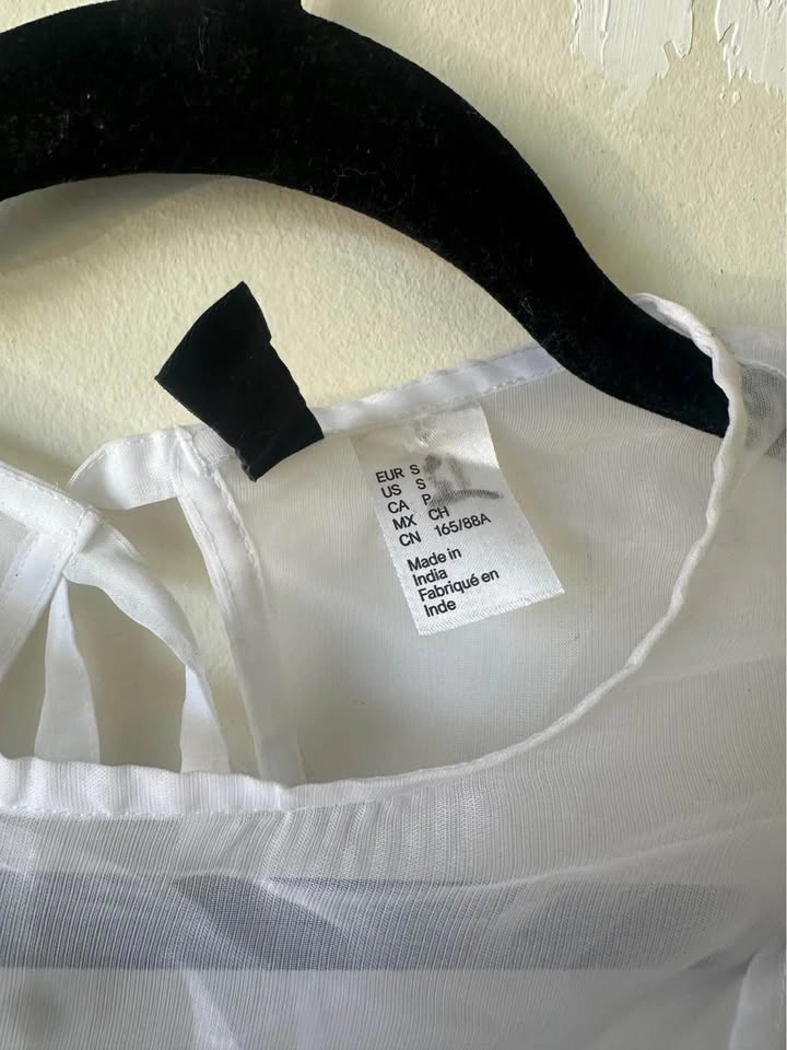 H&M White Sheer Puff Sleeve Blouse - photo 2