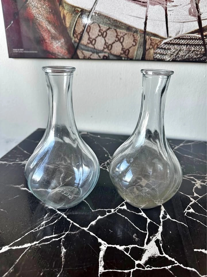 Pair of Clear Glass Bud Vases