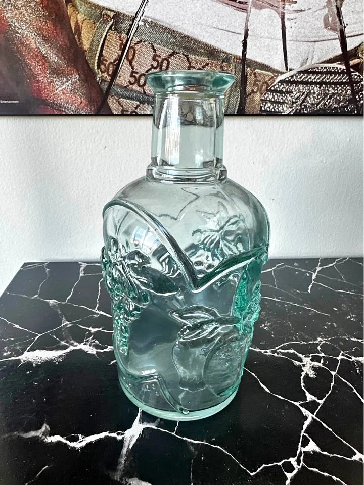 Vintage Embossed Grape Glass Bottle