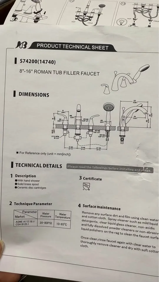 2 Handle Deck Roman Tub Faucet with Diverter image indicator(4)