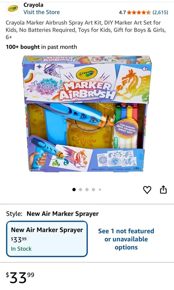 Crayola Marker Airbrush Spray Art Kit