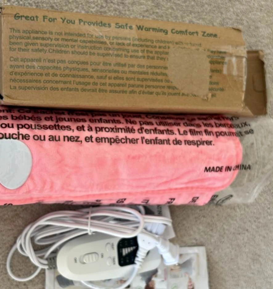 Pink heating pad 24*12 inches