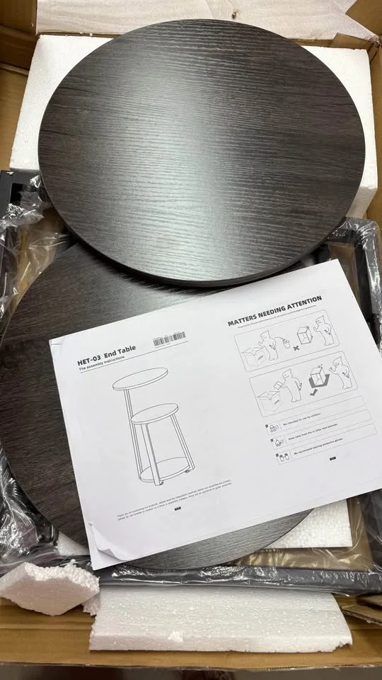 Vernestine Round End Table Side Table with 3-Tier Shelves image indicator(3)