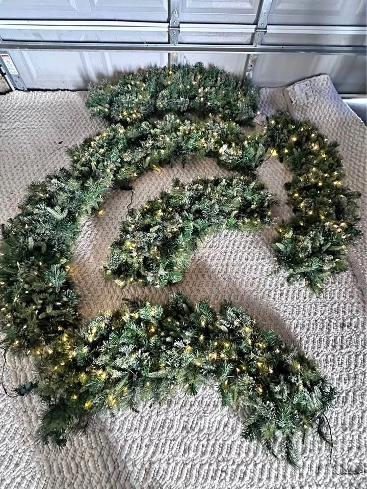 7 Commercial-Grade Pre-Lit Christmas Garlands (35ft Total)