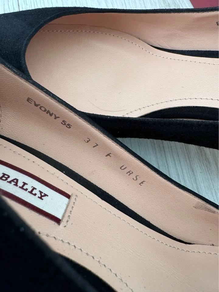 Bally Evony 55 Black Suede Pumps Size 37 - photo 2