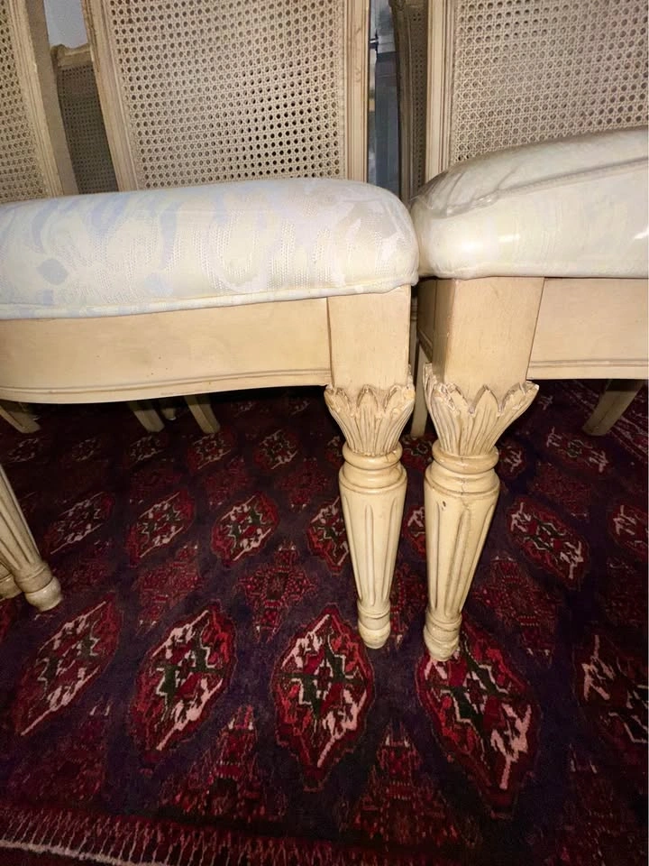 Set of 6 Vintage Louis XVI Style Painted Wood & Double-Cane Dini - photo 3