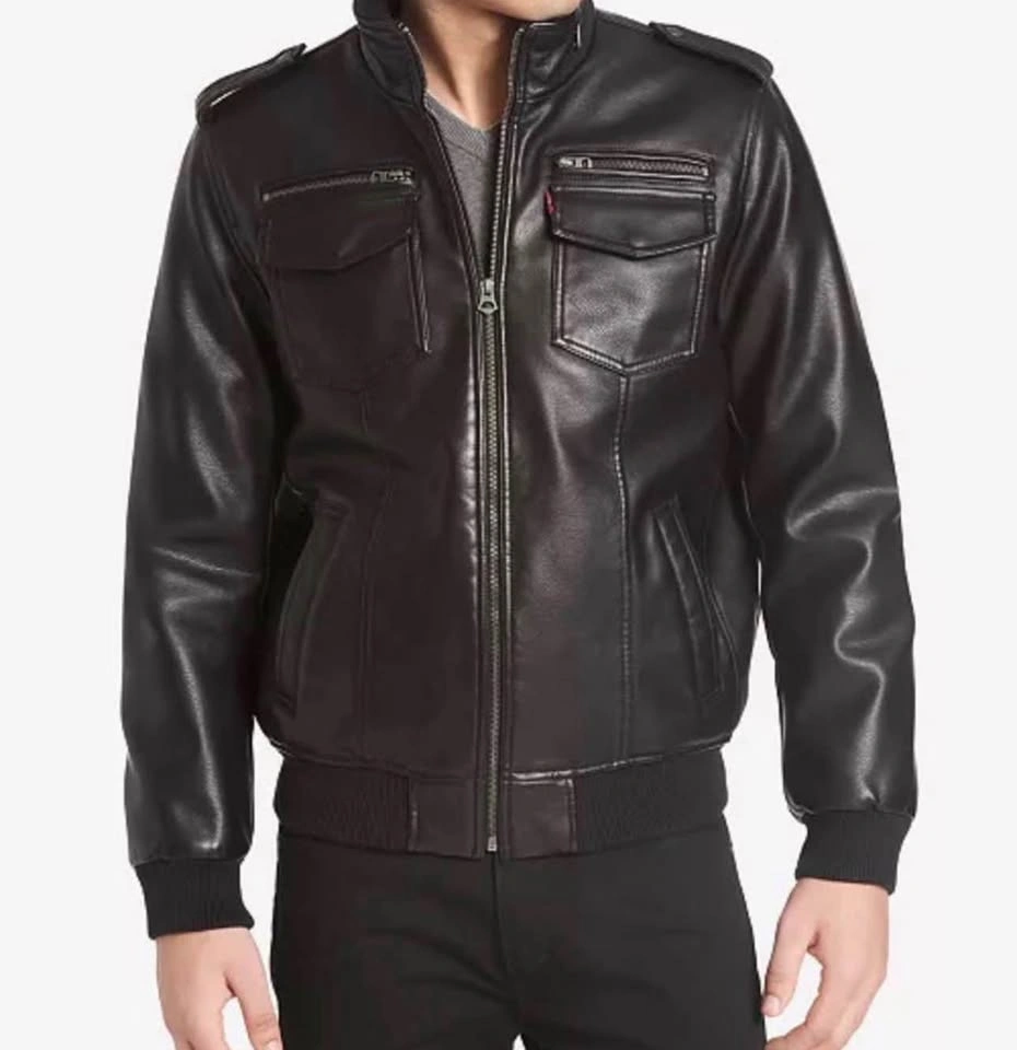 NEW WITH TAGS Men's Sherpa Lined Faux Leather Aviator Bomber - photo 2
