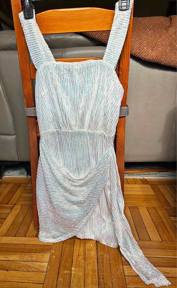 White Sequin Mini Dress