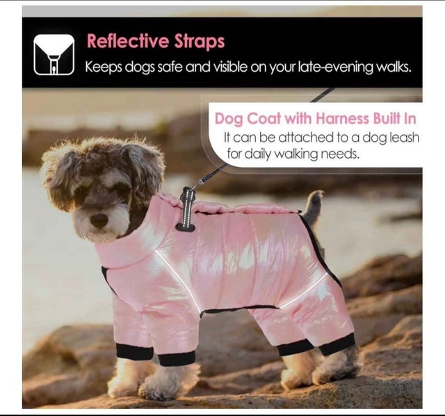 Brand NEW Pink Rhinestone Harness and Pink Winter Dog Snowsuit - photo 3