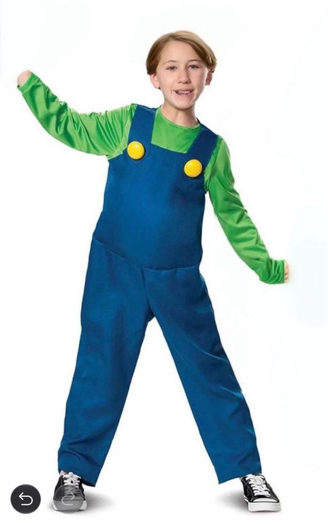 Luigi Costume from Super Mario Brothers kids size Medium 7-8