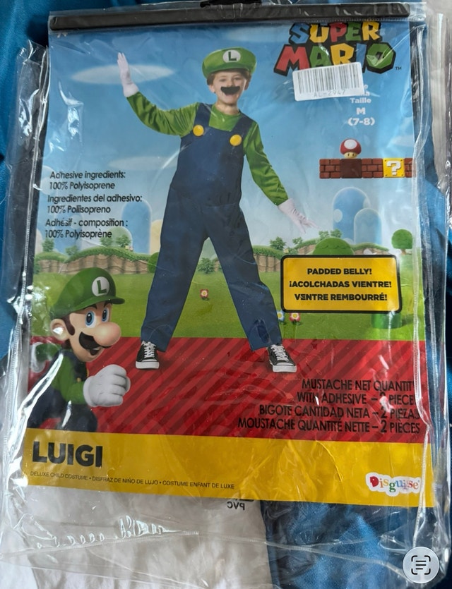 Luigi Costume from Super Mario Brothers kids size Medium 7-8 - photo 2