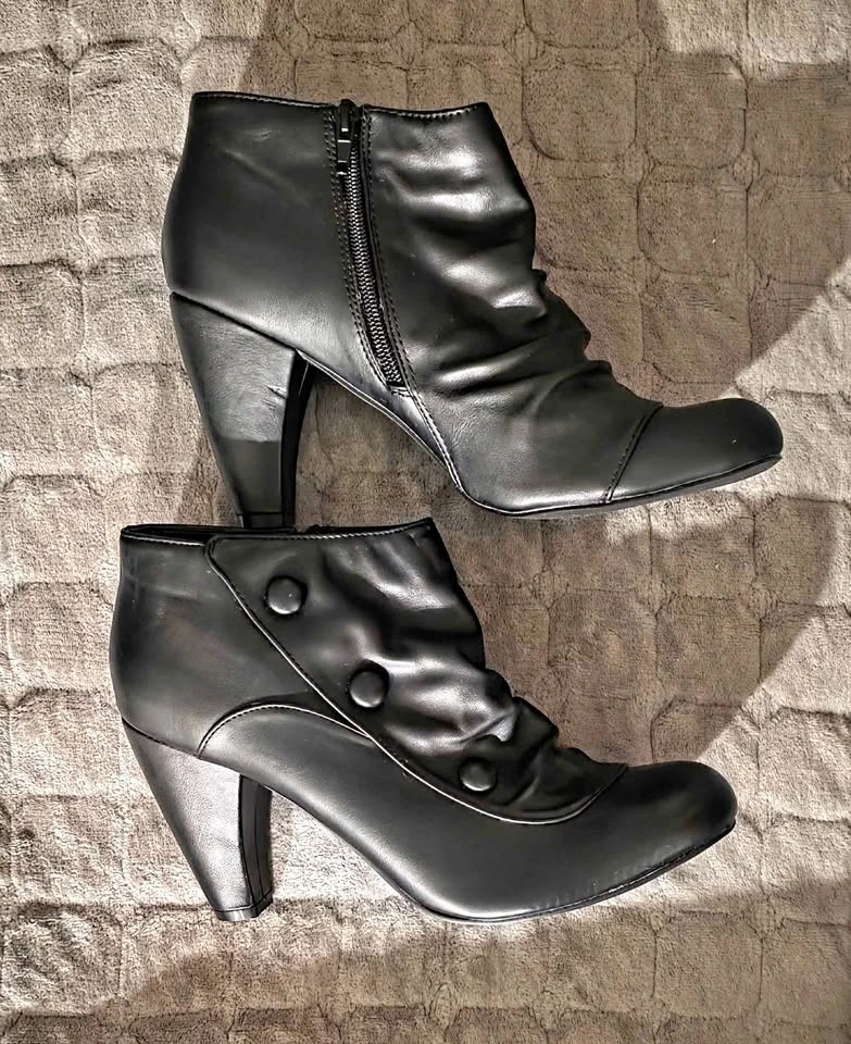 Call It Spring Black Button Ankle Boots Size 10