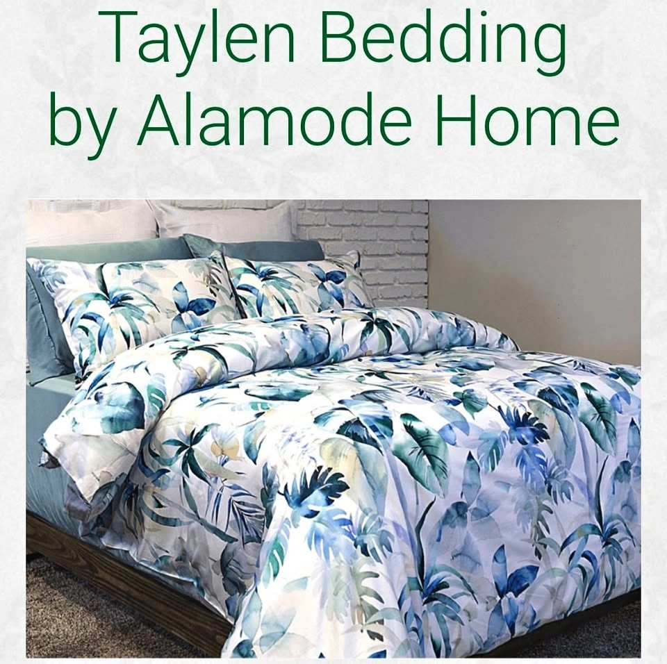 TAYLEN Duvet Cover Set – Queen – 100% Cotton Sateen – New