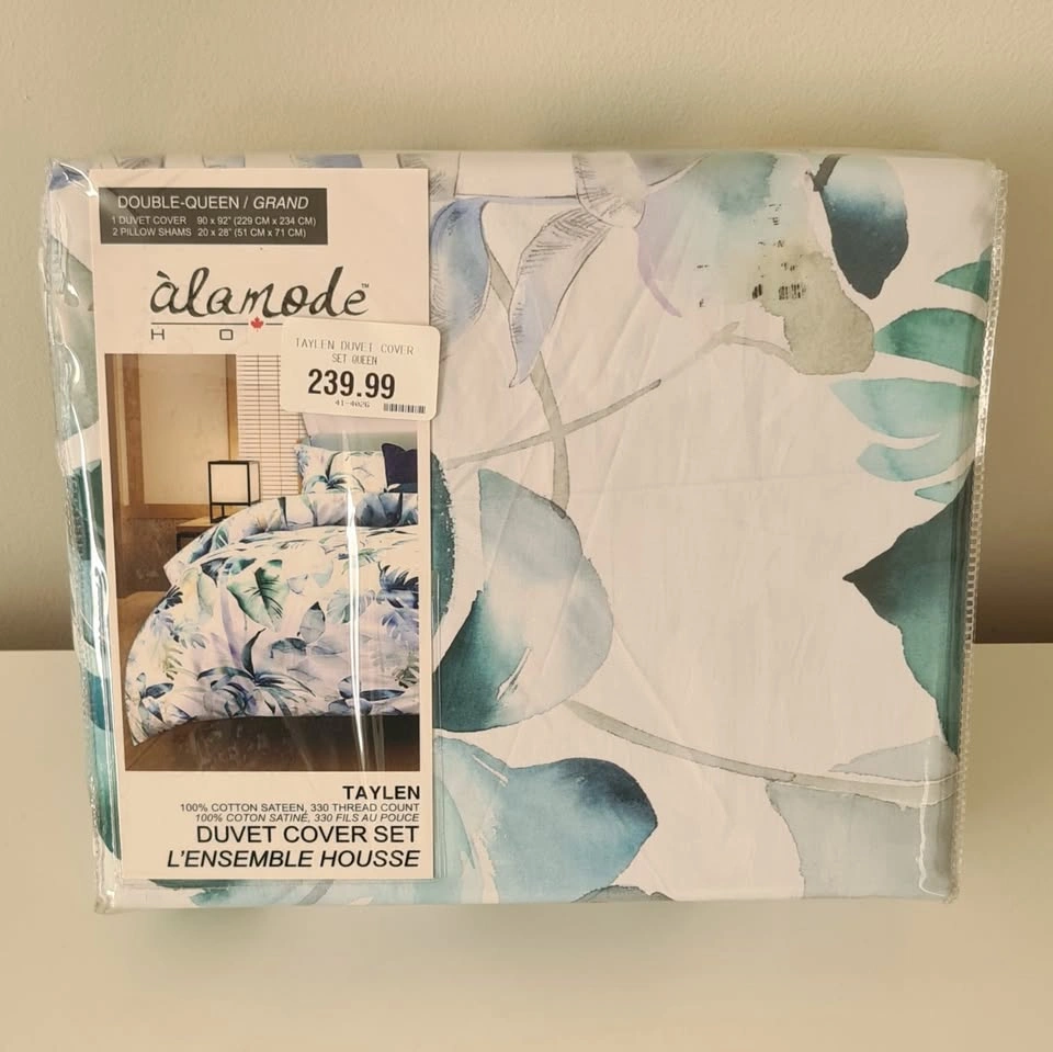 TAYLEN Duvet Cover Set – Queen – 100% Cotton Sateen – New - photo 5