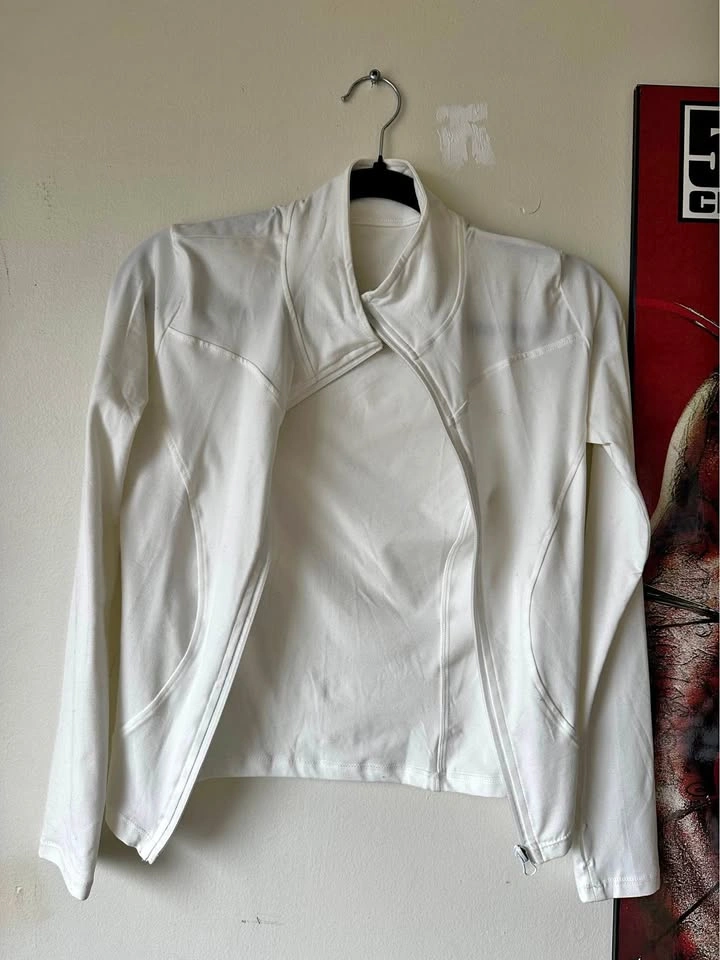 White Athletic Zip-Up Jacket