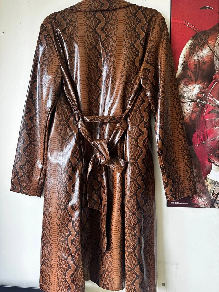 Fashion Nova Snakeskin Print Trench Coat Size S - photo 2